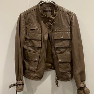 DNA Taupe Leather Jacket - Size 2